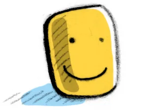 Zufriedener Smiley-Charakter